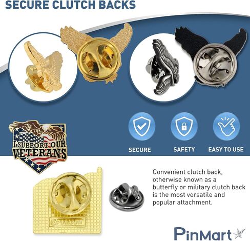 PinMart Patriotic Eagle Pin – Soaring American Eagle–Bronze, Gold or Nickel Plated Enamel Lapel Pin with Clutch Back for Coats, Suit Jackets, and Lanyards in Kuwait