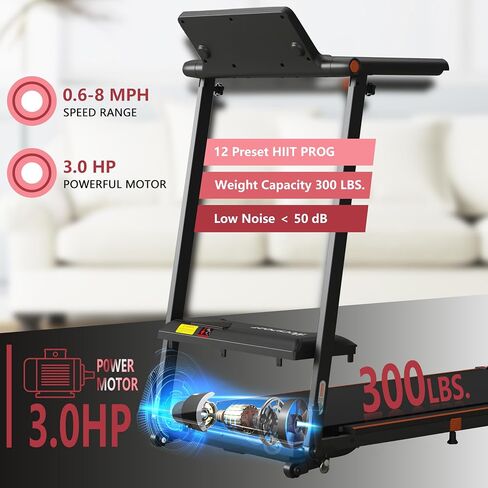 Folding Under Desk Treadmill with Incline Portable 3.5HP Walking Foldable Treadmill for Home Office Removable Desk Wristband Remote Control in Saudi Arabia