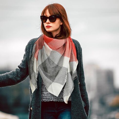 Toulite 6 قطع وشاح الشتاء النساء والأوشحة الخريف مثلث وشاح منقوشة وشاح للنساء الهدايا منقوشة بطانية وشاح دافئ طويل شال (نمط الرجعية) in Kuwait