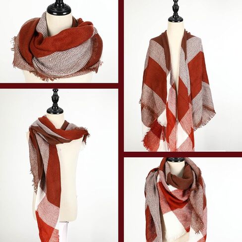 Toulite 6 قطع وشاح الشتاء النساء والأوشحة الخريف مثلث وشاح منقوشة وشاح للنساء الهدايا منقوشة بطانية وشاح دافئ طويل شال (نمط الرجعية) in Kuwait