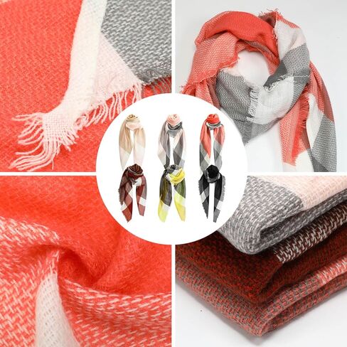 Toulite 6 قطع وشاح الشتاء النساء والأوشحة الخريف مثلث وشاح منقوشة وشاح للنساء الهدايا منقوشة بطانية وشاح دافئ طويل شال (نمط الرجعية) in Kuwait