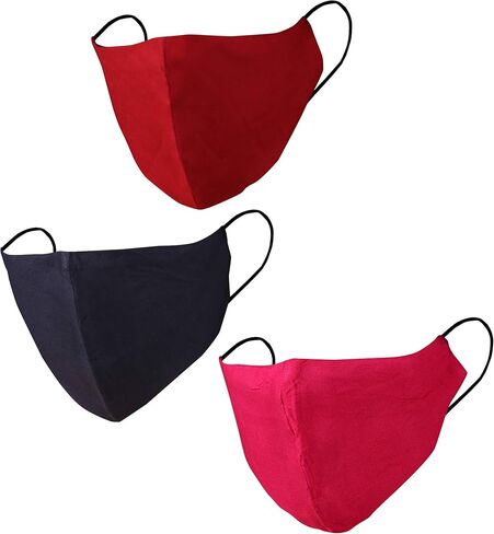 Touchstone Soft Cotton Filter Pocket Nose Bridge Double Layer face mask Reusable Machine Washable for Men, Women. (Pack of 3). Green Grey Black in Saudi Arabia