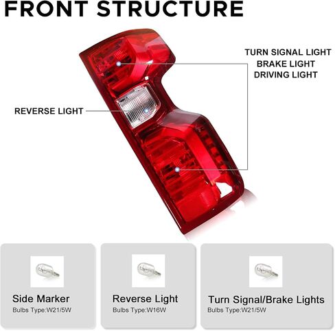 Left Driver Side Tail Light Fit for Chevy Silverado 1500 2500HD 3500HD 2019-2023 (Non-LED type), Halogen Rear Brake Tail Light GM2800308 in Saudi Arabia