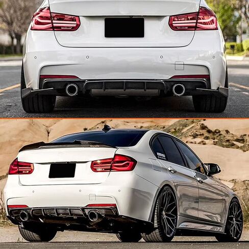 MCARCAR KIT Carbon Fiber F30 Rear Diffuser for BMW 3 Series F30 M Sport Sedan 2012-2018 320i 325i 328i 330i 335i 340i M-tech Auto Rear Lower Bumper Lip Spoiler Body Kit (Carbon Fiber) in Saudi Arabia