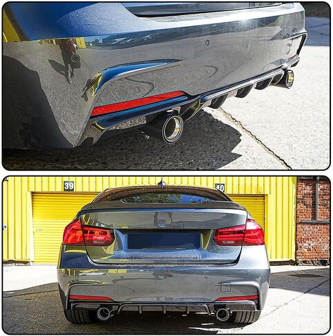 MCARCAR KIT Carbon Fiber F30 Rear Diffuser for BMW 3 Series F30 M Sport Sedan 2012-2018 320i 325i 328i 330i 335i 340i M-tech Auto Rear Lower Bumper Lip Spoiler Body Kit (Carbon Fiber) in Saudi Arabia