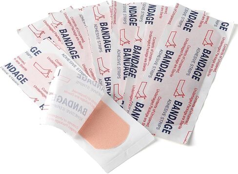 JMU 100pcs Adhesive Bandages Sterile, 1x3 Inch Fabric Bandage Strips, Individually Wrapped for Wound Care First Aid in Kuwait