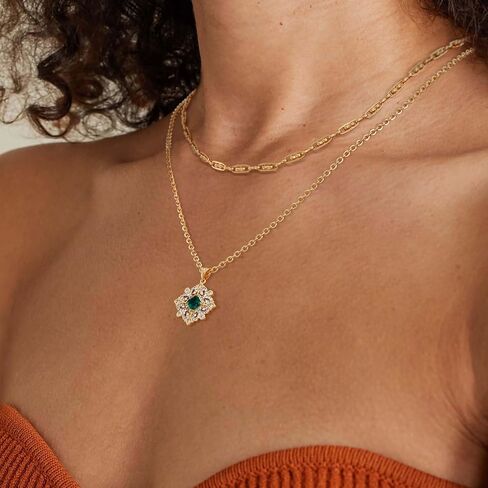 LOYATA Gold Layered Cross Necklaces for Women，14K Gold Plated Cubic Zirconia Diamond Cross Necklace Dainty Layering Emerald Necklace Choker for Women Charm Cross Pendant Necklace Gold Jewelry for Women in Saudi Arabia
