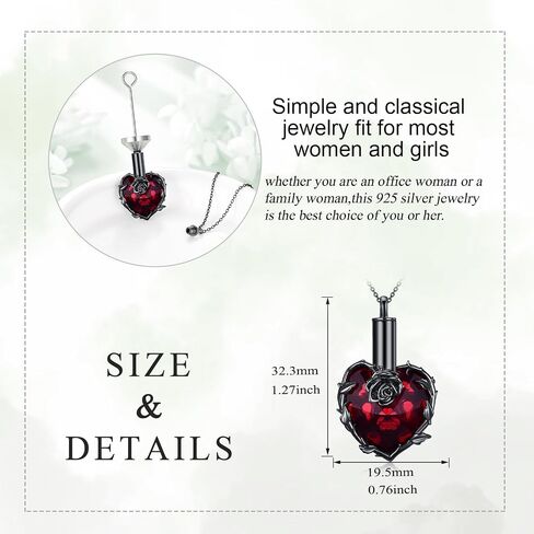Rose Urn Necklace Ashes 925 Sterling Silver Cremation Pendant Memorial Ashes Rose Pendant Jewelry Gift for Women Men in Saudi Arabia