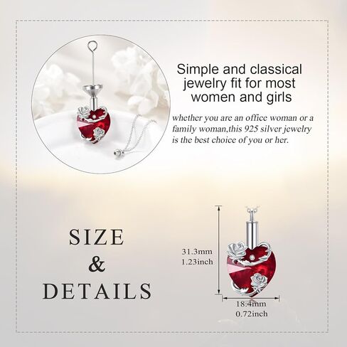 قلادة جرة الورد رماد 925 من الفضة الاسترليني قلادة تذكارية رماد الورد قلادة مجوهرات هدية للرجال والنساء in Kuwait