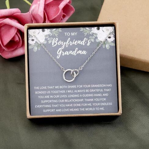 OKEYCH Thank You Gift To My Boyfriend Grandma Necklace Boyfriend's Grandma Birthday Christmas Gift Mother’s Day Gift in Kuwait