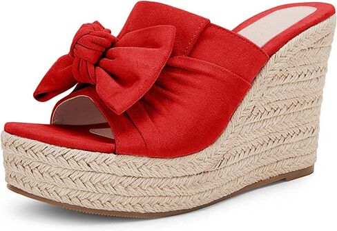 PiePieBuy Womens Platform Espadrilles Slip On Wedge Sandals Bow Tie Open Toe Slides Shoes in Saudi Arabia