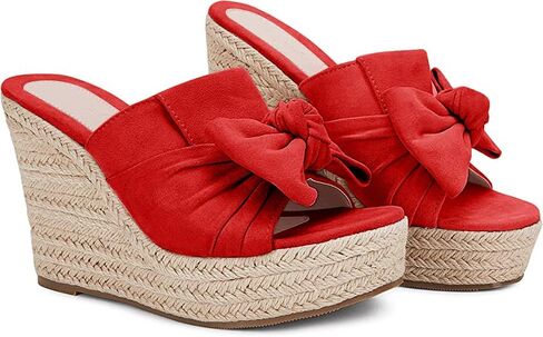 PiePieBuy Womens Platform Espadrilles Slip On Wedge Sandals Bow Tie Open Toe Slides Shoes in Saudi Arabia