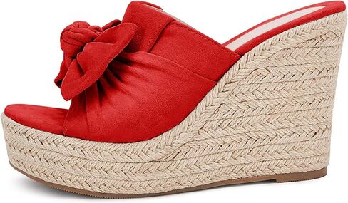 PiePieBuy Womens Platform Espadrilles Slip On Wedge Sandals Bow Tie Open Toe Slides Shoes in Saudi Arabia