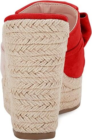PiePieBuy Womens Platform Espadrilles Slip On Wedge Sandals Bow Tie Open Toe Slides Shoes in Saudi Arabia