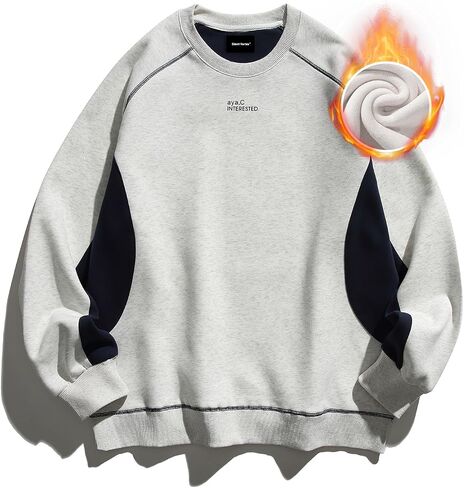 Men's Oversized Color Block Crewneck Sweatshirt Y2k Letter Graphic Long Sleeve Casual Pullover Shirt in Saudi Arabia
