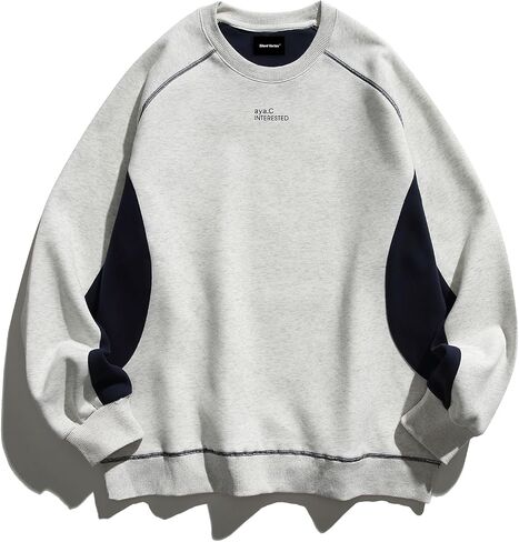 Men's Oversized Color Block Crewneck Sweatshirt Y2k Letter Graphic Long Sleeve Casual Pullover Shirt in Saudi Arabia
