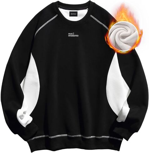 Men's Oversized Color Block Crewneck Sweatshirt Y2k Letter Graphic Long Sleeve Casual Pullover Shirt in Saudi Arabia