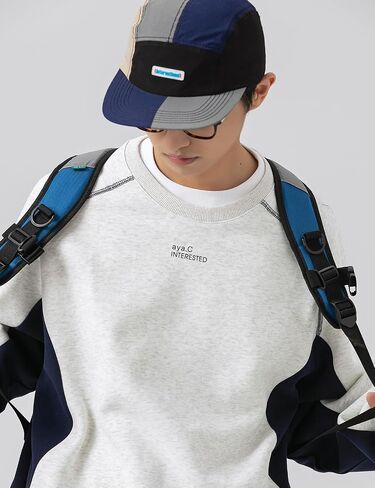 Men's Oversized Color Block Crewneck Sweatshirt Y2k Letter Graphic Long Sleeve Casual Pullover Shirt in Saudi Arabia