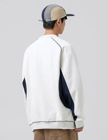 Men's Oversized Color Block Crewneck Sweatshirt Y2k Letter Graphic Long Sleeve Casual Pullover Shirt in Saudi Arabia