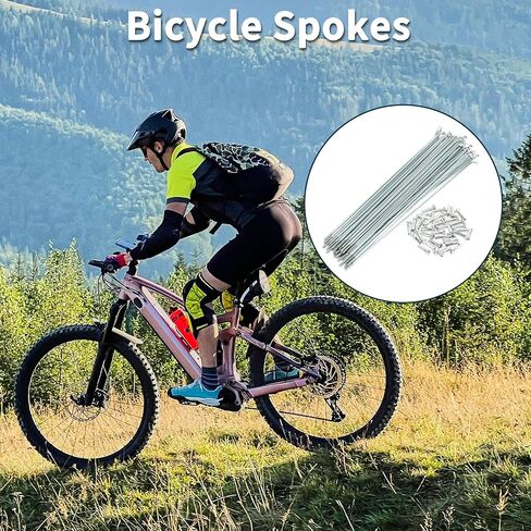 Bicycle Spokes Bike Wheel Spokes Silver Tone Nipple 1 Set 14G 265mm Length Carbon Steel Galvanized in Kuwait