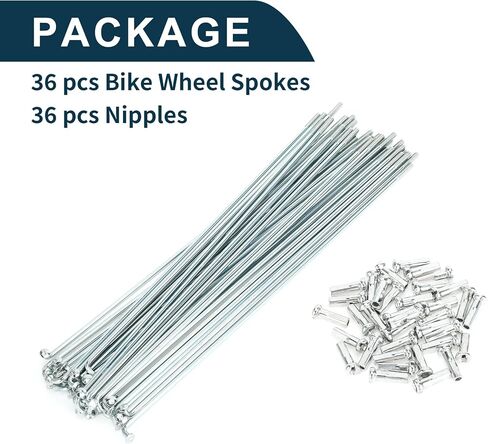 Bicycle Spokes Bike Wheel Spokes Silver Tone Nipple 1 Set 14G 265mm Length Carbon Steel Galvanized in Kuwait