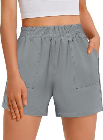 GRAPENT Wide Leg Shorts for Women Pull on Shorts with Deep Pockets for Casual Gym Pants Walking Athletic in Saudi Arabia