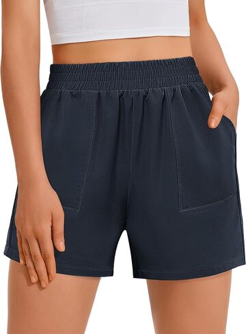 GRAPENT Wide Leg Shorts for Women Pull on Shorts with Deep Pockets for Casual Gym Pants Walking Athletic in Saudi Arabia