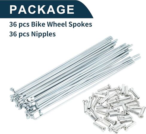 Bicycle Spokes Bike Wheel Spokes Silver Tone Nipple 1 Set 14G 265mm Length Carbon Steel Galvanized in Kuwait