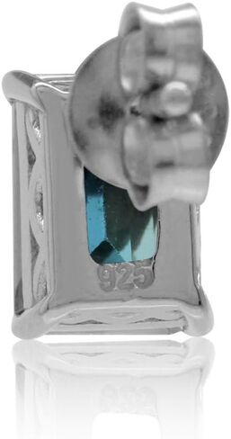 Silvershake 7X5mm أحجار كريمة على شكل مثمن مطلية بالذهب الأبيض أو مطلية بالذهب الأصفر 925 من الفضة الإسترلينية / تخريمية للارتداء اليومي أقراط مسمار مجوهرات لملابس العمل للنساء أو المراهقين in Kuwait
