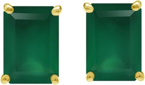 Silvershake 7X5mm أحجار كريمة على شكل مثمن مطلية بالذهب الأبيض أو مطلية بالذهب الأصفر 925 من الفضة الإسترلينية / تخريمية للارتداء اليومي أقراط مسمار مجوهرات لملابس العمل للنساء أو المراهقين in Kuwait