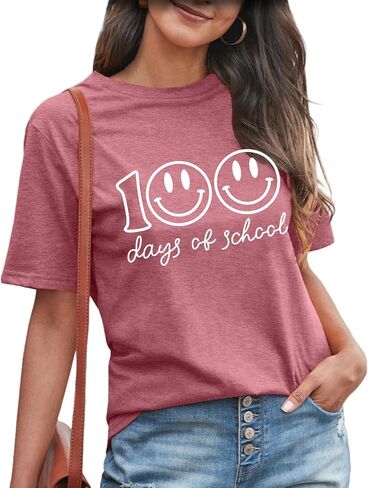 100 يوم من المدرسة قميص المعلم تي شيرت للنساء 100 يوم من المدرسة قمصان المعلم هدايا المعلم الحياة الجرافيك المحملة in Kuwait
