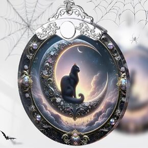 Stained Glass Christmas Decor - Christmas Ornaments - Christmas Tree Ornaments - Christmas Tree Decorations - Gift Exchange - Gift Ideas - Gifts for Christmas (Witch Black Cat)