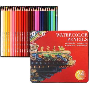 ACECAR 24 Color Water-Soluble Lead Tide HB Brush Set Professional Art Painting Paint Pens Set Color Watercolor Pencils Set Artist Drawing Pencils Colored Pencils for Adult Teens Child