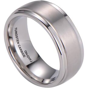 10mm Silver Classic Tungsten Carbide Ring OH-033 for Men Wedding Band Size 7-16