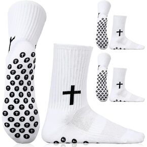 2 Pairs Christian Anti Slip Socks Cross Soccer Socks for Men Women Non Slip Sports Socks for Football Basketball Hockey