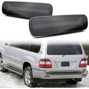 LED Rear Bumper Reflectors Fog Brake Tail Light Lamps Compatible with Toyota Land Cruiser Lexus LX470 1998-2007 Add on Turn Signal Accessories (SMOKED STYLE)