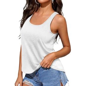 2024 Women's Summer Racerback Tank Tops Tunic Open Back Workout Sleeveless Crew Neck Trendy Basic Casual Shirts