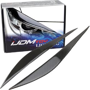 iJDMTOY أغطية حواجب خفيفة لامعة من ألياف الكربون الحقيقية باللون الأسود اللامع متوافقة مع 2012-2015 BMW F30 F31 3 Series Pre-LCI سيدان ذات 4 أبواب