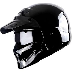 1Storm Motorcycle Full Face Helmet Open Face Helmet with Smoked Shield (Detachable Visor & Face Mask): HKY881S-E