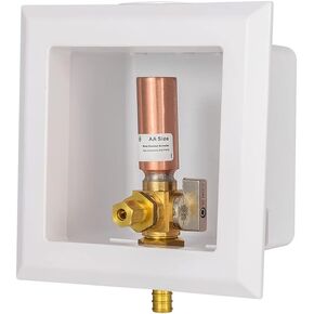 EFIELD Universal Ice Maker Box,1/2-Inch Pex-A Expansion Inlet Connection with Installed 1/4-Turn Ball Valve(Expansion Pex-A with Copper Arrestor)