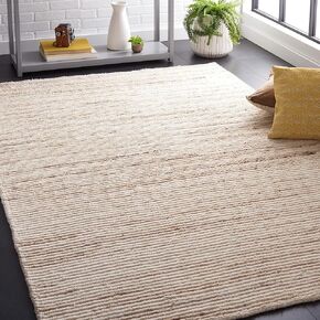 SAFAVIEH Casablanca Collection Area Rug - 5' x 8', Beige & Ivory, Handmade Stripe Wool 0.8-inch Thick, Ideal for High Traffic Areas in Living Room, Bedroom (CSB793B)