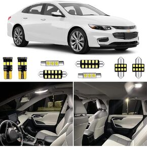 12pcs White Interior LED Lights Kits for 2013-2020 Chevy Malibu 6000K Super Bright White Interior LED Bulbs Package + Installation Tool