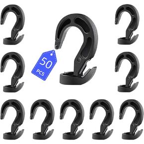 50PCs Plastic Shock Cord Hooks, Elastic Plastic Shock Cord Bungee Rope Hooks Fit for 1/4" 5/16" Shock Cord Rope