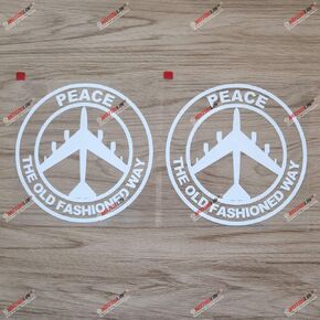 2X White 4'' Peace Air Force B-52 B52 Decal Sticker The Old Fashioned Way Car Vinyl no bkgrd