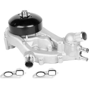 01030 Water Pump w/Thermostat for GM Vortec V8 [4.8 5.3 6.0 6.2L] 2007-2014 Silverado/Sierra Pickups, 2007-14 Tahoe Trailblazer Colorado Suburban Canyon Yukon Escalade 9-7x Trucks, 2007-17 Vans