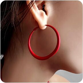 Colorful Large Hoop Earring for Women,Red Oversized Circle Dangle Drop Earring,Simple Trendy Black Huggie Earring for Formal Evening Dress