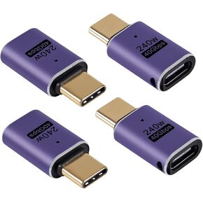 4pcs 90 Degree Right Angle USB C Male to Female Adapter/Connector, USB Type C Adapter Extender Support 240W, 40Gbps, 8K@60Hz for Steam Deck, MacBook,Thunderbolt ect(Male Bend)