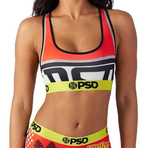 PSD Women's Racing Print Sports Bra - Racerback Sports Bras for Women with Breathable Microfiber Fabric