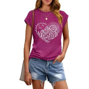 AKEWEI Womens Vintage Flower Print T Shirt Funny Cute Animal Graphic Tees Tops Loose Casual Outdoor Shirt
