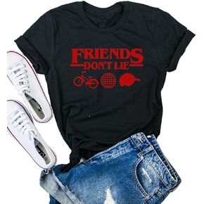 تي شيرت مطبوع عليه Friends Don't Lie للسيدات، تي شيرت عتيق للفتيات المراهقات